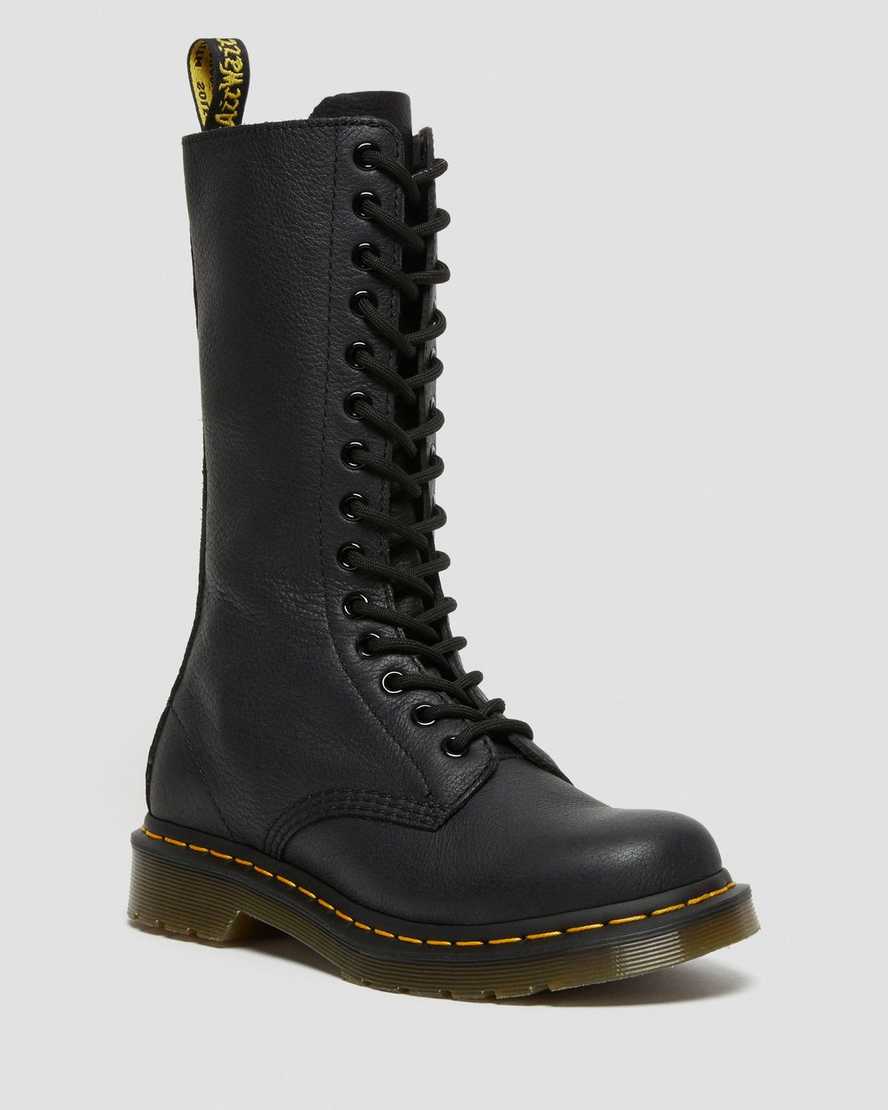 Dr. Martens 1B99 Virginia Nahka Naisten Ylipolvensaappaat - Mustat Nilkkurit [904-SOWFCE]